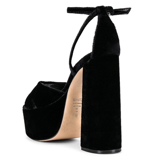 Schutz Black Velvet Aryia Platform Sandal - Picture 4 of 14